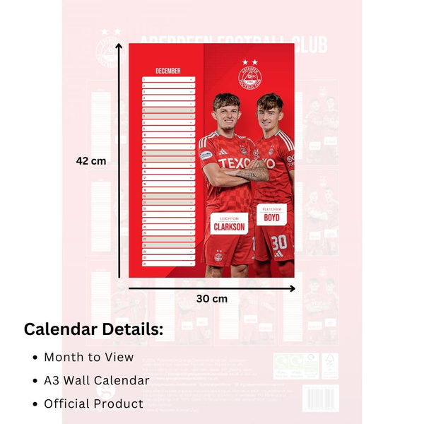 The  Aberdeen FC A3 Calendar 2025 it's an essential planning tool