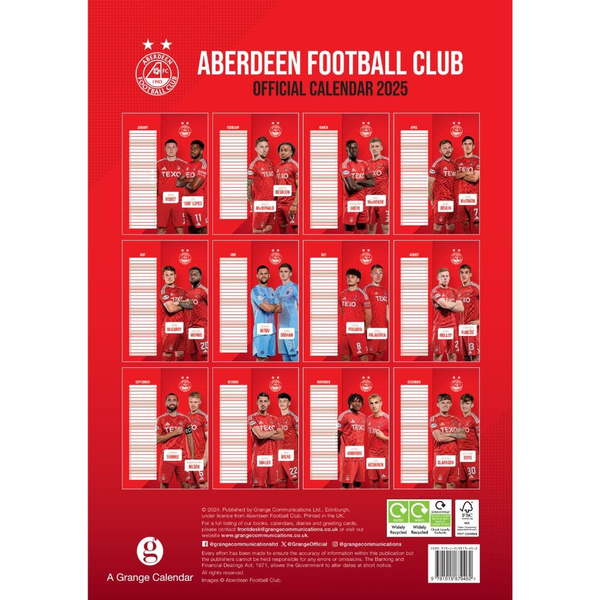 The  Aberdeen FC A3 Calendar 2025 it's an essential planning tool