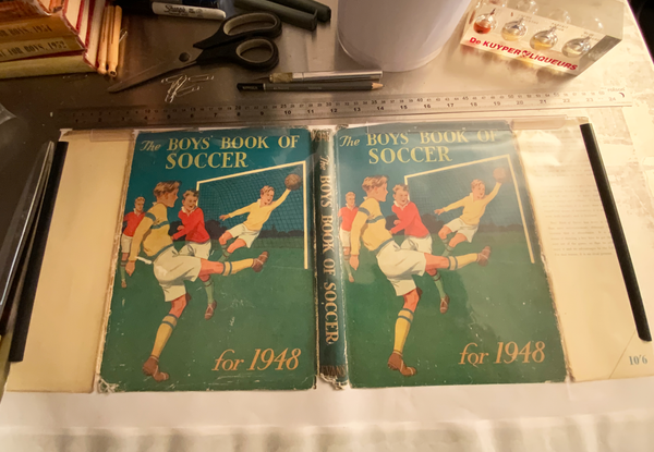 Archival Dust Jacket Sleeve covering The Boys Book of Soccer 1947