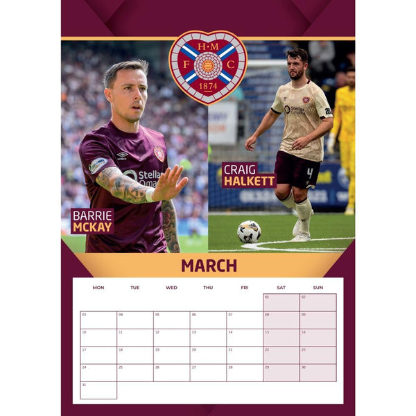 Hearts of Midlothian FC A3 Calendar 2025