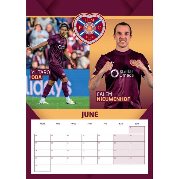 Hearts of Midlothian FC A3 Calendar 2025