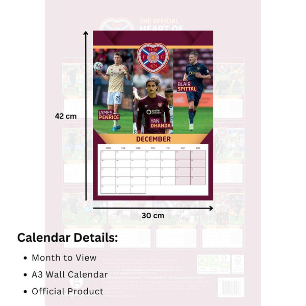 Hearts of Midlothian FC A3 Calendar 2025