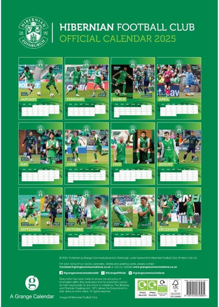 Official Hibernian FC A3 Wall Calendar 2025