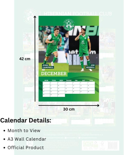 Official Hibernian FC A3 Wall Calendar 2025