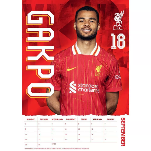 Liverpool FC A3 Calendar 2025