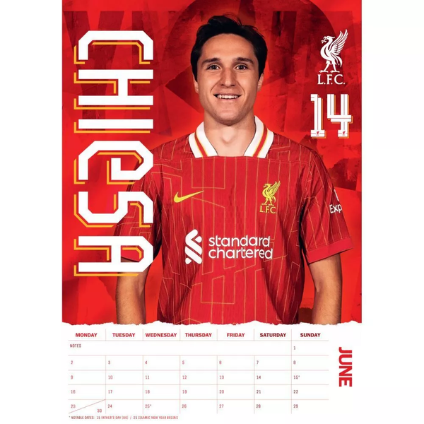 Liverpool FC A3 Calendar 2025