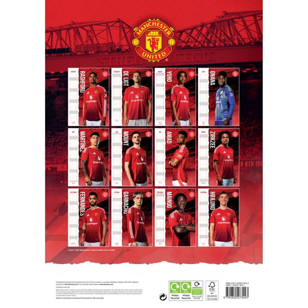 The Official Manchester United FC A3 Calendar 2025