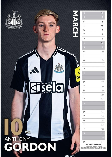 Newcastle United Official A3 Calendar 2025