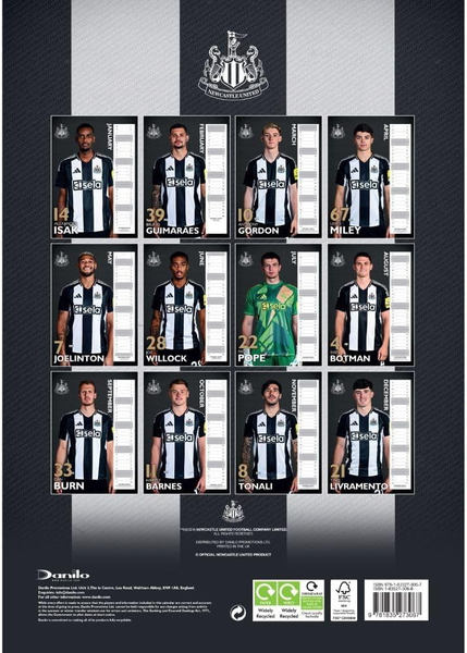 Newcastle United Official A3 Calendar 2025